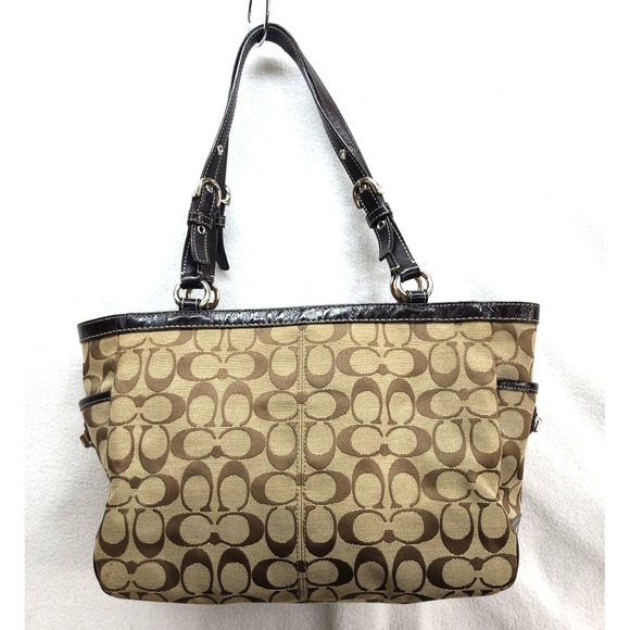 Coach Signature Pleated Gallery Tote Handbag F14281 Missing Bag Tag - Picture 2 of 14